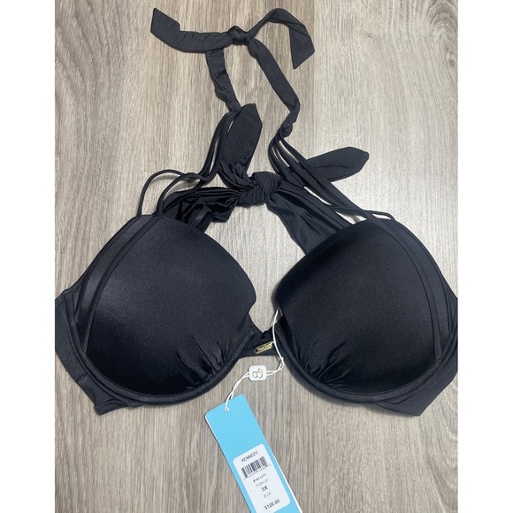 Beach Bunny Kennedy Push Up Bikini Top & Kate Full Bottoms Size 3X NWT Black Rib - Picture 5 of 11